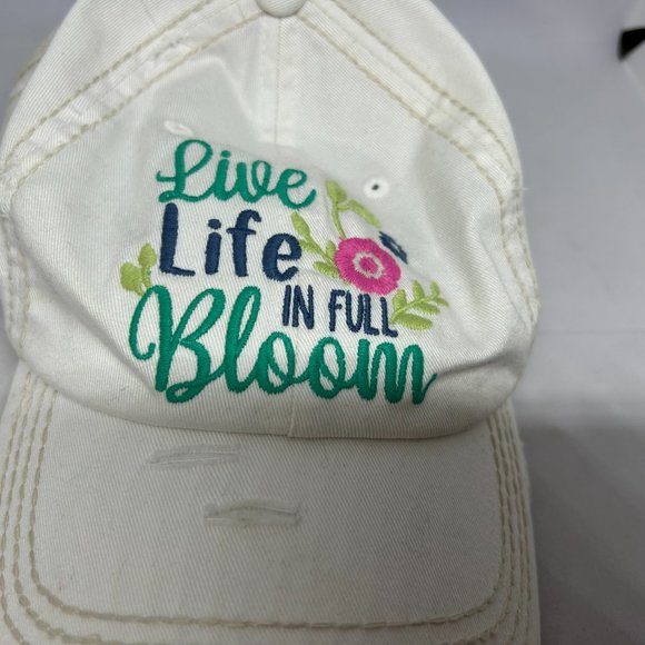 KBethos Vintage White‎ Ball Cap "Live Life in Full Bloom" OS - Picture 8 of 9